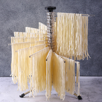Kokkupandav pasta kuivatusrest, valmistatud vastupidavast ABS plastikust ja roostevabast terasest, millel on mitmeharuline disain pastade kuivatamiseks.